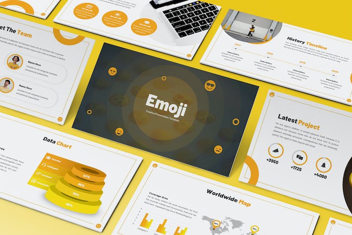黄色表情符号创意设计PPT模板 - 顶尖PPT