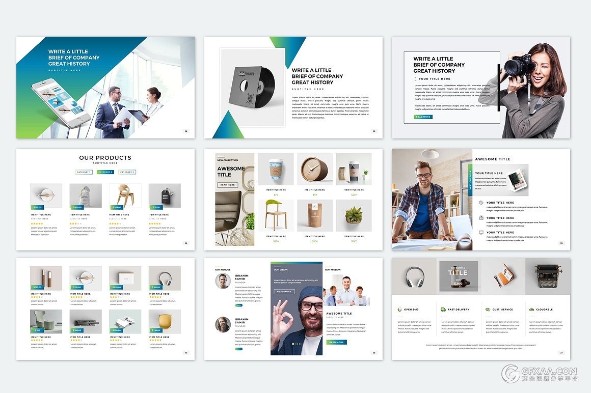 200多页渐变色欧美商务PPT模板(源文件为蓝紫渐变) - 顶尖PPT