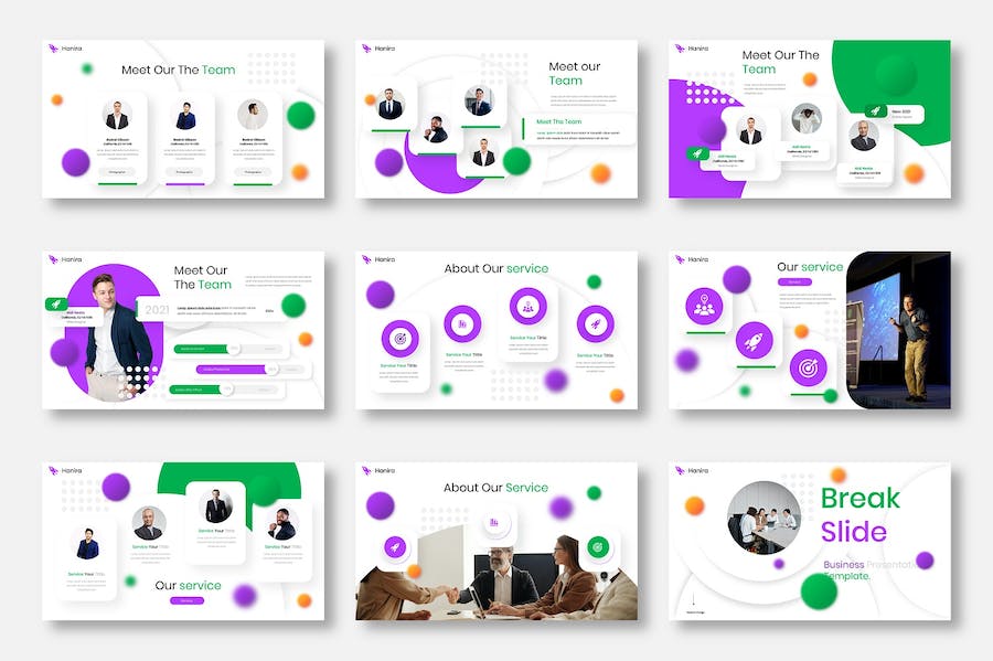 虚化圆球国外商务风格PPT模板 - 顶尖PPT