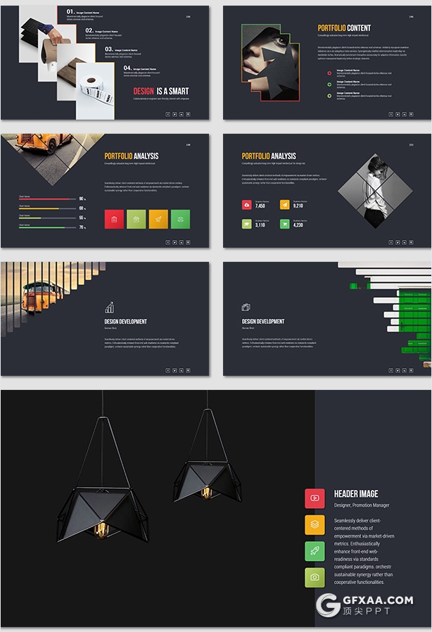 318页国外精美配色商务通用PPT模板彩色图形创意版式多用途PPT模板 8种主题配色2种底色 - 顶尖PPT