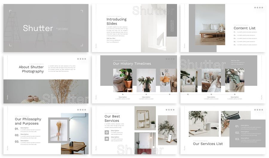 极简风格快门摄影展示PPT模板 - 顶尖PPT