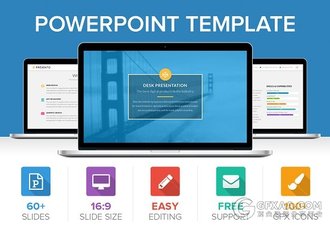 65页扁平化商务多色图形图表PPT模板 - 顶尖PPT