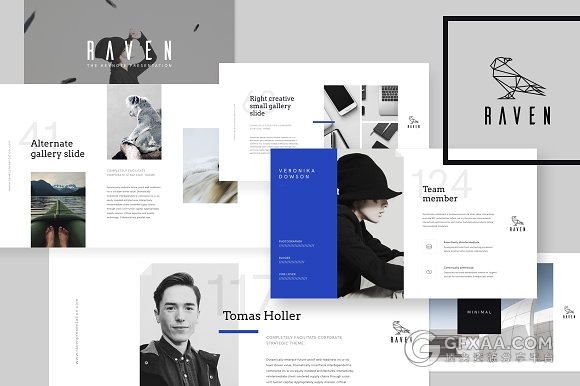 125极简模特杂志人物展示keynote模板 - 顶尖PPT