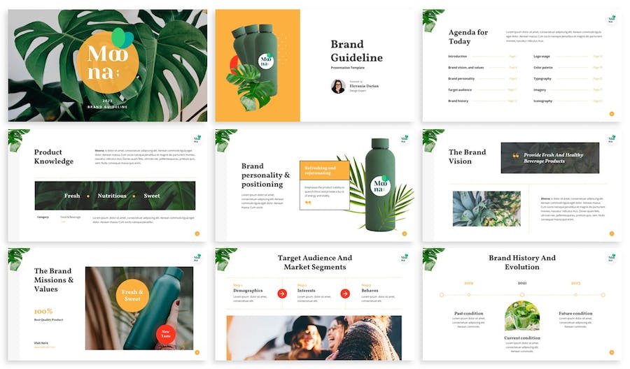 菠萝果汁品牌指南介绍宣传指导方针keynote模板 - 顶尖PPT