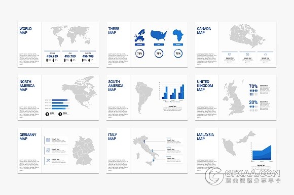 80页简约蓝色商务会议通用PPT模板 - 顶尖PPT