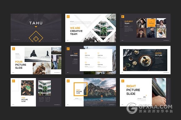 简约大气时尚杂志大图展示风格PPT模板2种配色主题 - 顶尖PPT