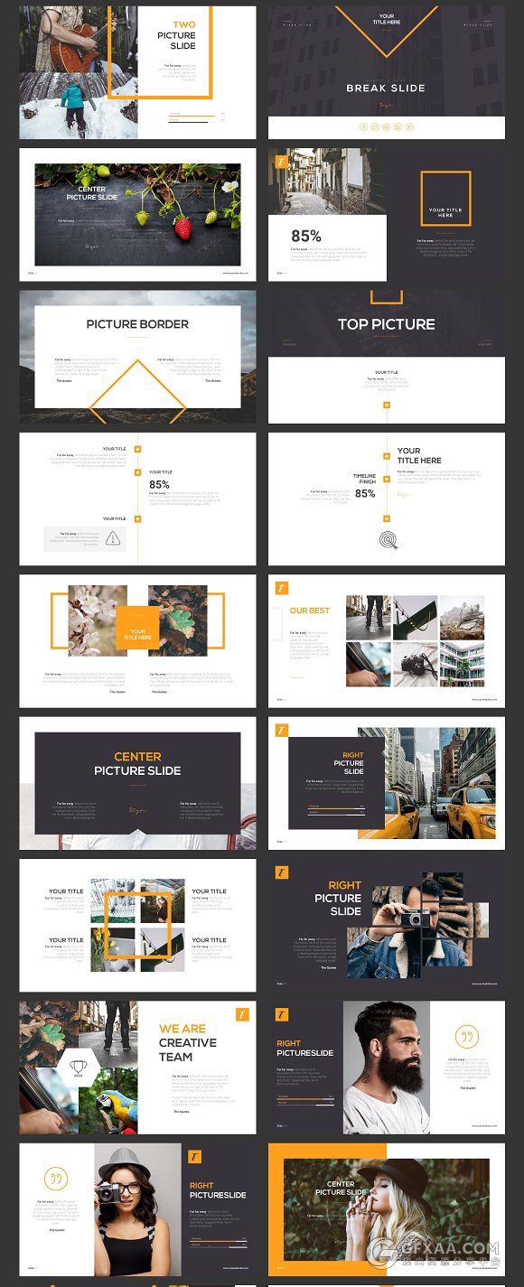 简约大气时尚杂志大图展示风格PPT模板2种配色主题 - 顶尖PPT