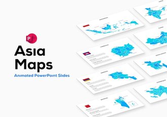 亚洲各个国家地图PPT动画模板 - 顶尖PPT
