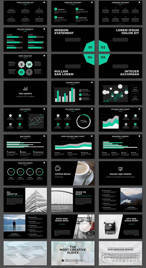 200多页简约文艺艺术商务keynote模板 - 顶尖PPT