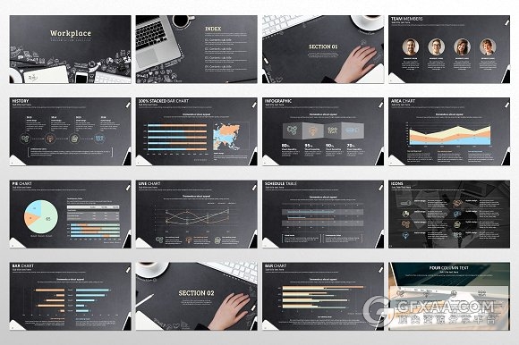 黑色手绘效果商务工作报告通用PPT模板 - 顶尖PPT