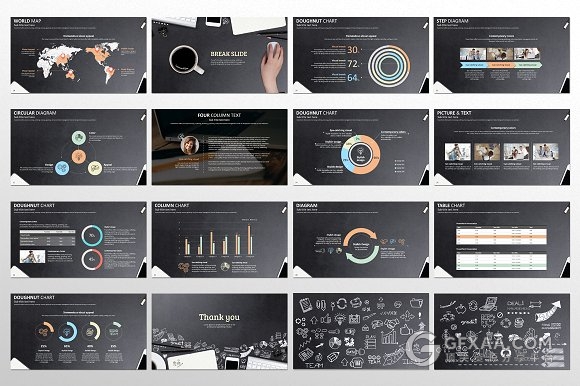 黑色手绘效果商务工作报告通用PPT模板 - 顶尖PPT