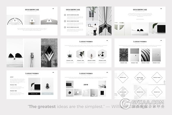 140多页极简黑白文艺风格PPT模板 - 顶尖PPT