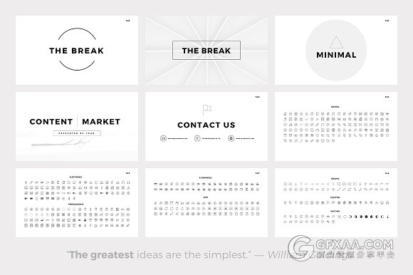 140多页极简黑白文艺风格PPT模板 - 顶尖PPT