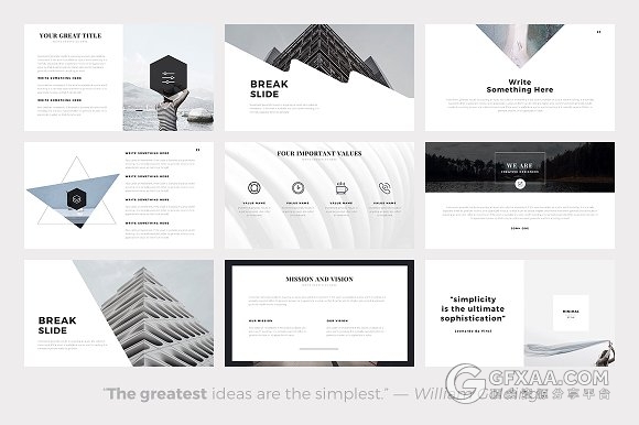 140多页极简黑白文艺风格PPT模板 - 顶尖PPT