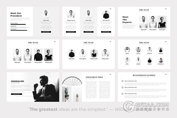 140多页极简黑白文艺风格PPT模板 - 顶尖PPT