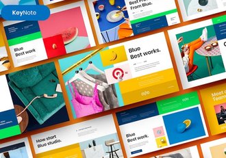 蓝色多彩图片拼贴商务Keynote模板 - 顶尖PPT