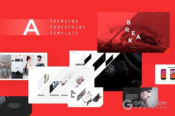 120创意多边形图形切割风格PPT模板 - 顶尖PPT