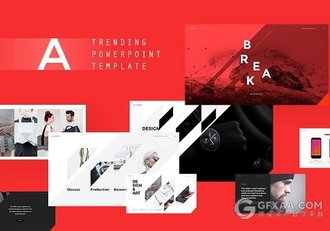 120创意多边形图形切割风格PPT模板 - 顶尖PPT