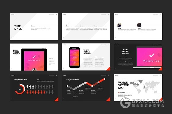 120创意多边形图形切割风格PPT模板 - 顶尖PPT