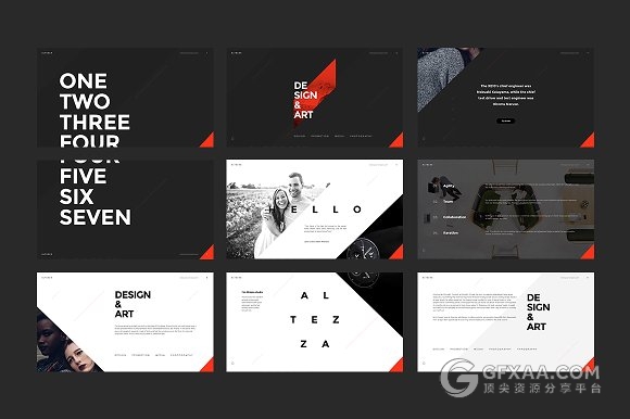 120创意多边形图形切割风格PPT模板 - 顶尖PPT