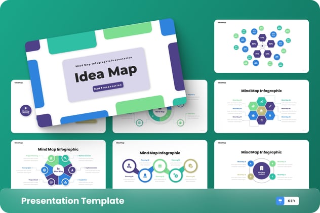 思维导图信息图形keynote模板 - 顶尖PPT