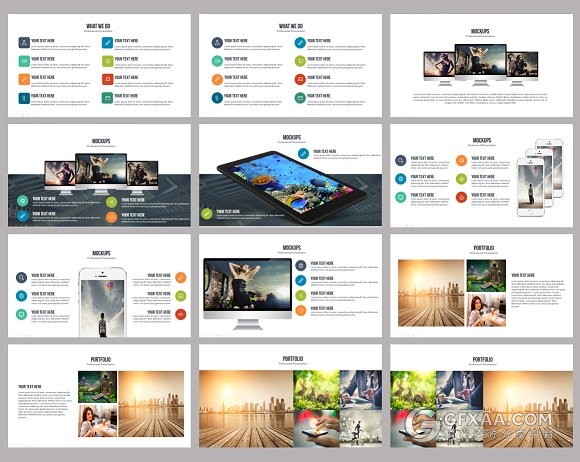 70页扁平化多种图形混合多用途PPT模板 - 顶尖PPT