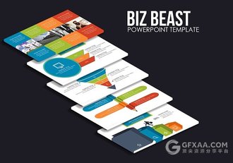 110页商务多色系搭配立体图形多用途PPT模板 - 顶尖PPT