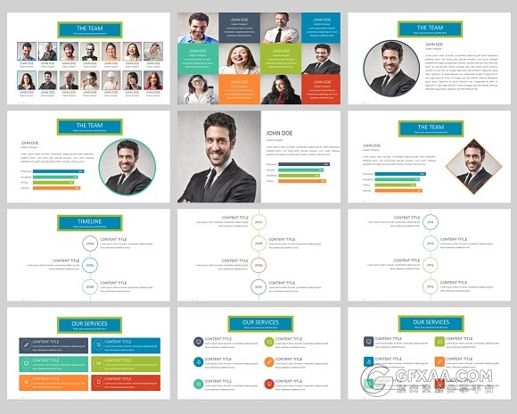 110页商务多色系搭配立体图形多用途PPT模板 - 顶尖PPT
