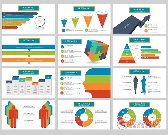 110页商务多色系搭配立体图形多用途PPT模板 - 顶尖PPT