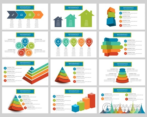 110页商务多色系搭配立体图形多用途PPT模板 - 顶尖PPT