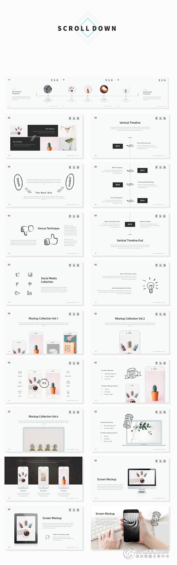 100页简约时尚手绘线条风格PPT模板 - 顶尖PPT