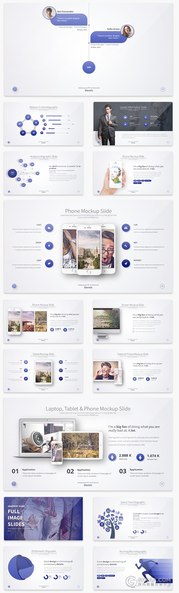 渐变色系图形图表商务PPT多用途模板 - 顶尖PPT