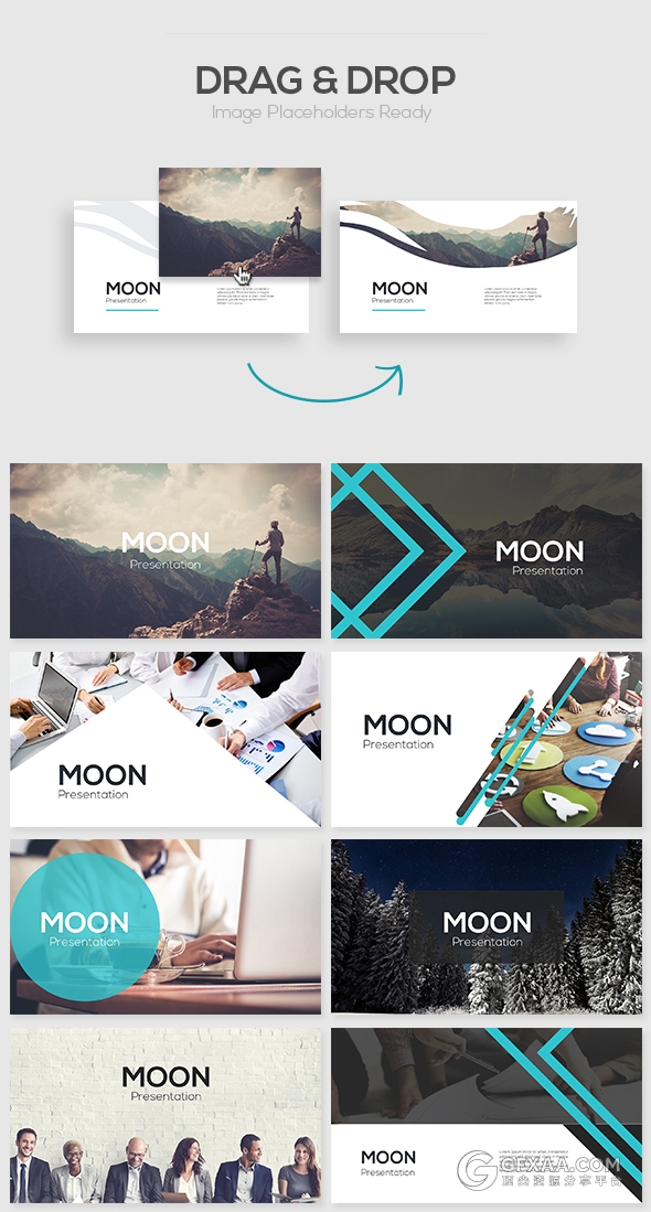 130多页扁平化欧美简约风格PPT模板 - 顶尖PPT