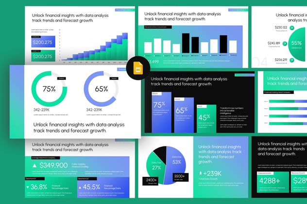 数据可视展示饼形图条形图PPT模板 - 顶尖PPT