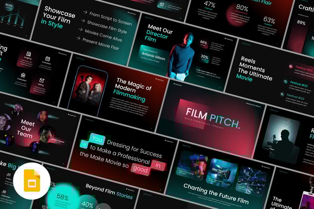 黑色系新拟态风格电影数据分析PPT模板 - 顶尖PPT