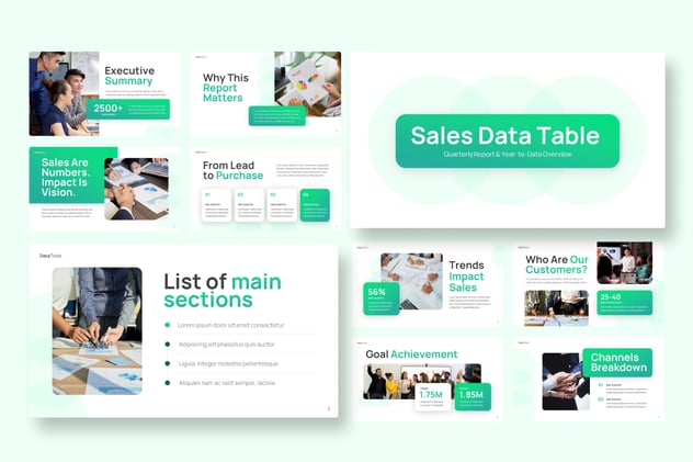 销售数据表格业绩展示PPT模板 - 顶尖PPT