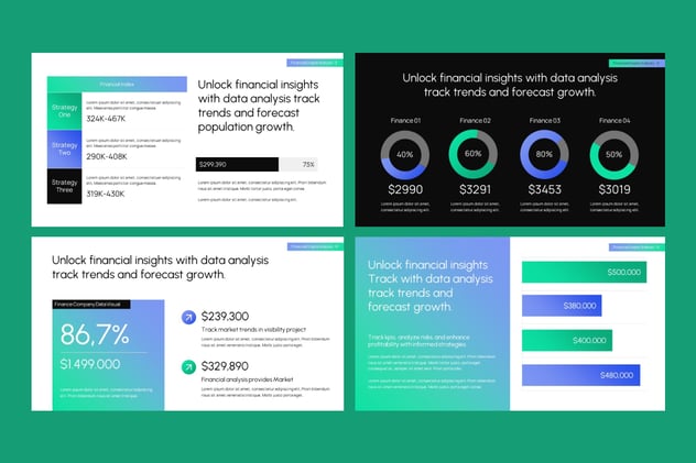 数据可视展示饼形图条形图PPT模板 - 顶尖PPT