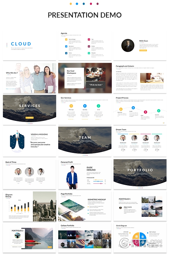 多种主题配色20多个PPT文件模板 - 顶尖PPT