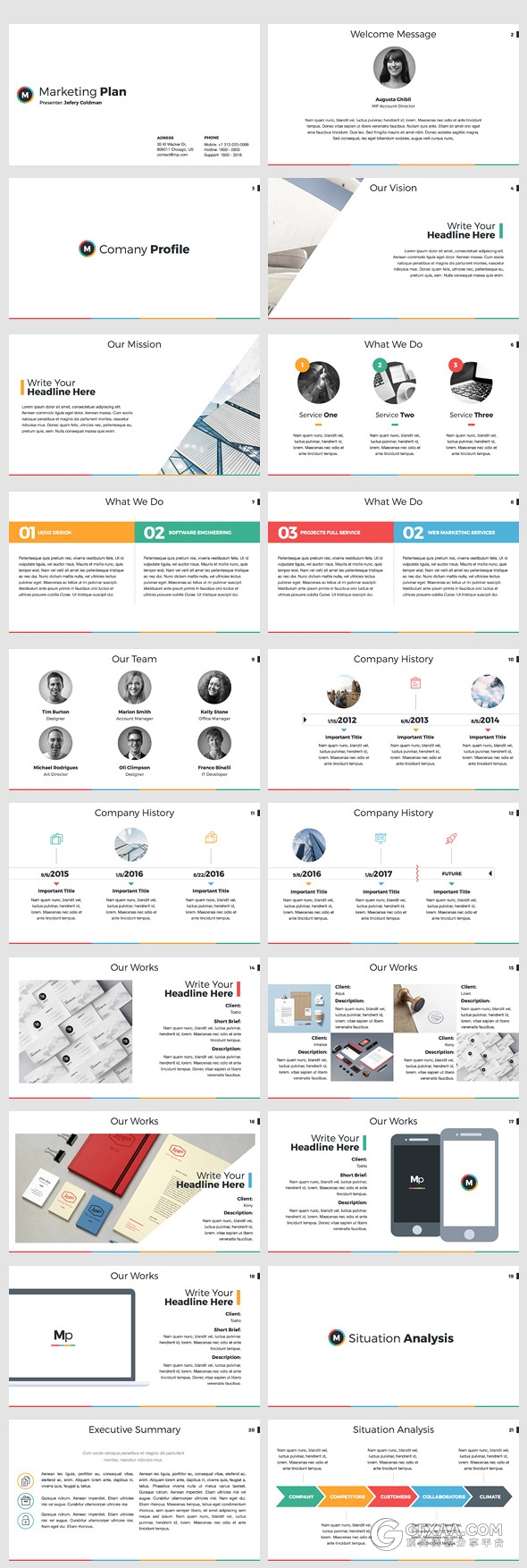扁平化简约清新风格PPT模板 - 顶尖PPT