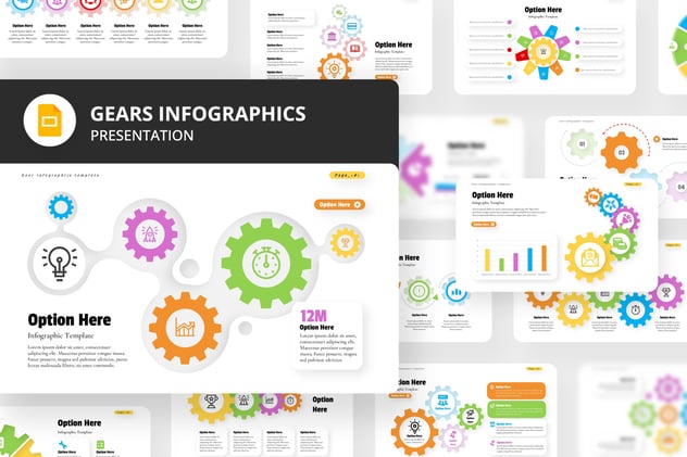 彩色齿轮信息图形PPT模板 - 顶尖PPT