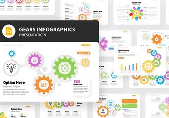 彩色齿轮信息图形PPT模板 - 顶尖PPT