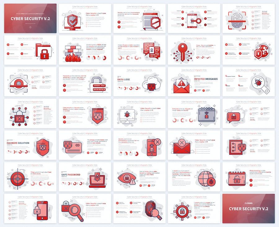 网络安全概念插画icon图形图表keynote模板 - 顶尖PPT