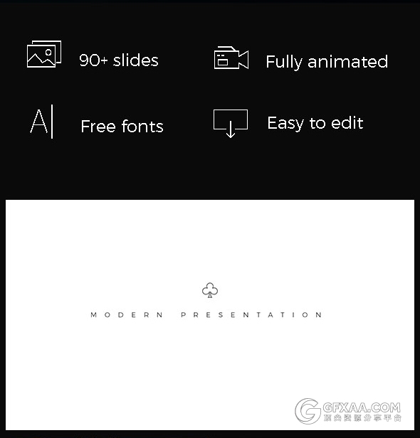 90页黑白简约艺术风格PPT模板 - 顶尖PPT