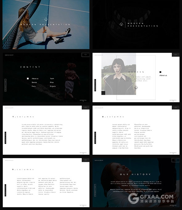 90页黑白简约艺术风格PPT模板 - 顶尖PPT