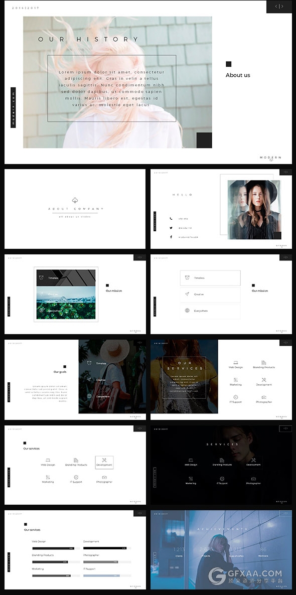 90页黑白简约艺术风格PPT模板 - 顶尖PPT