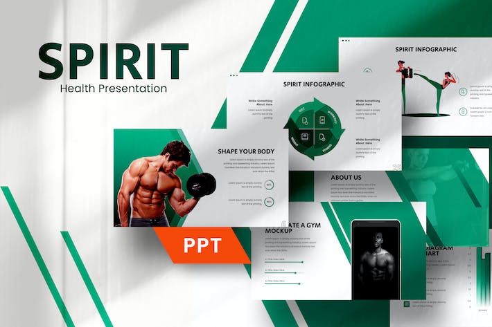 健身行业精神主题健身房展示PPT模板 - 顶尖PPT