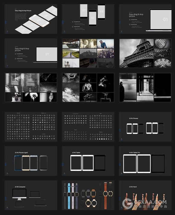 90多页黑色简约风格PPT模板 - 顶尖PPT