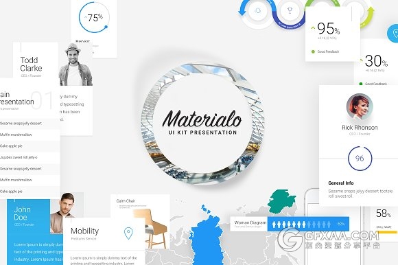 220页扁平化微粒体风格PPT模板 - 顶尖PPT