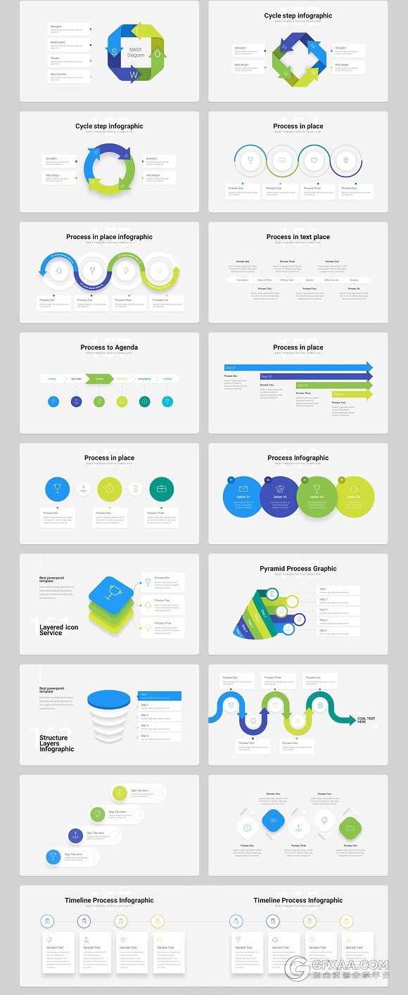 220页扁平化微粒体风格PPT模板 - 顶尖PPT