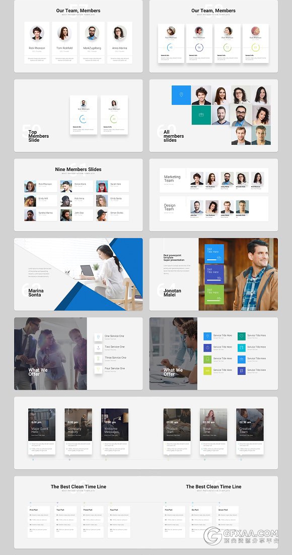 220页扁平化微粒体风格PPT模板 - 顶尖PPT